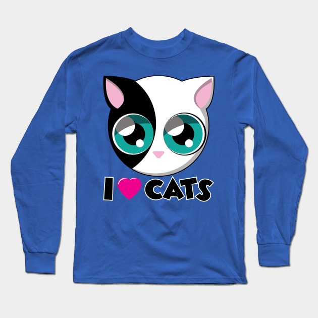 I LOVE CATS (spot) Long Sleeve T-Shirt by chrisnazario